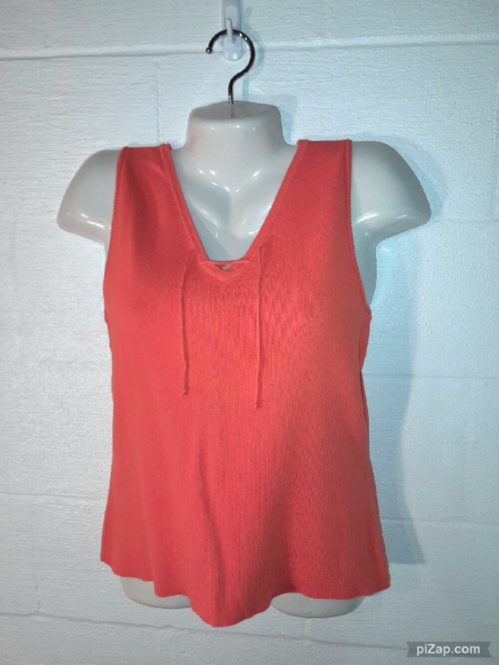 Junction West Women's Vintage 90s Y2K Knit Lace Up Sleeveless Top Sz L Orange